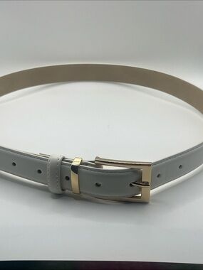 Gianni Bini White Leather Belt with Gold Buckle